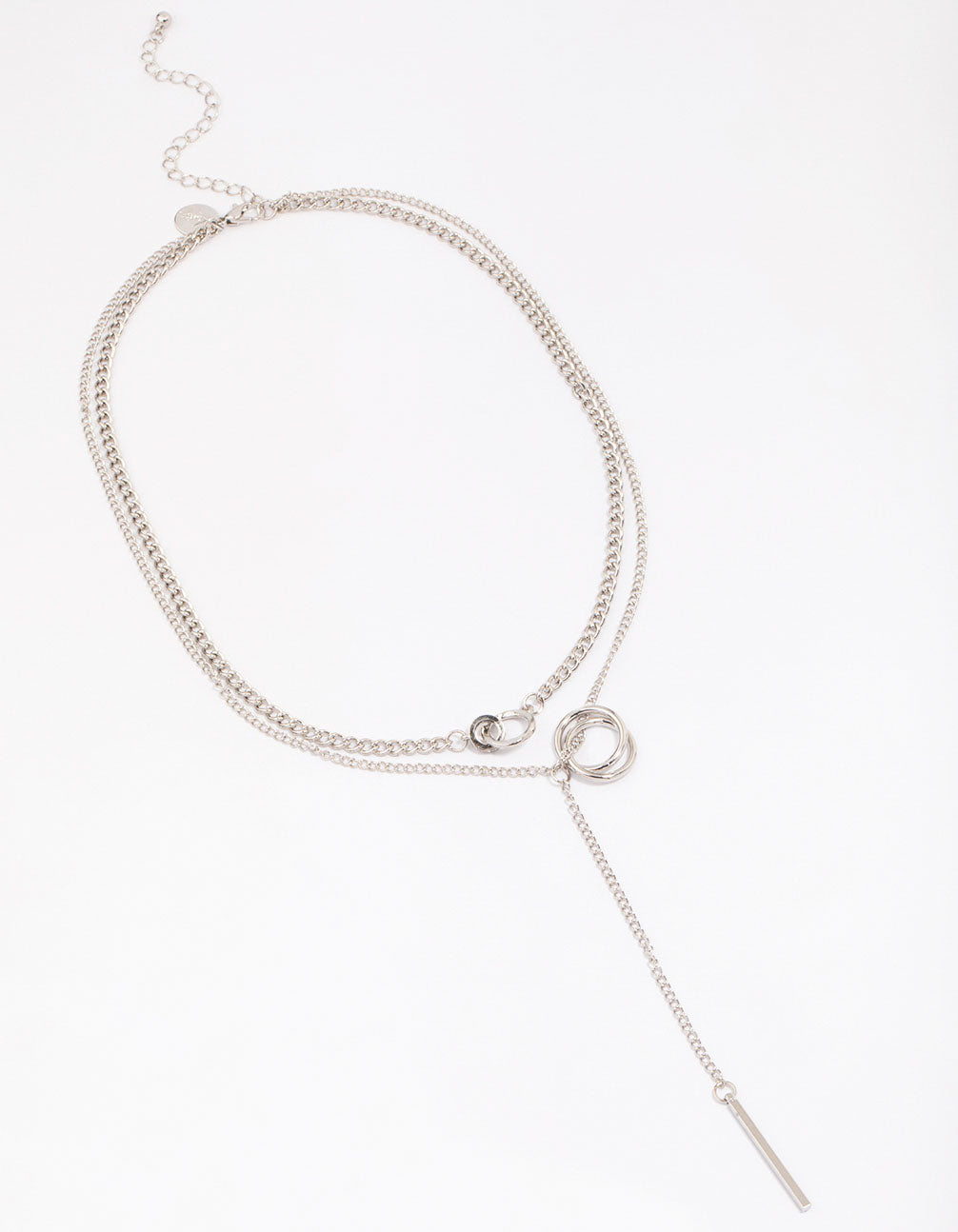 Rhodium Layered Circle Necklace