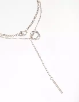 Rhodium Layered Circle Necklace