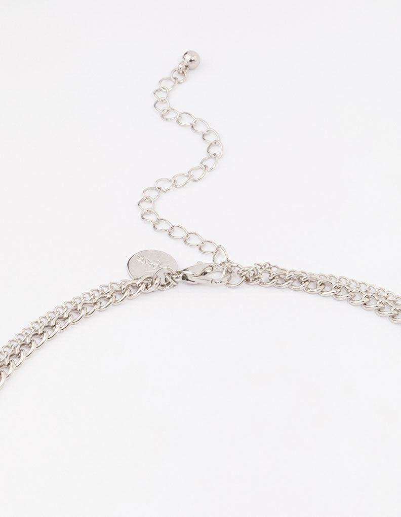 Rhodium Layered Circle Necklace