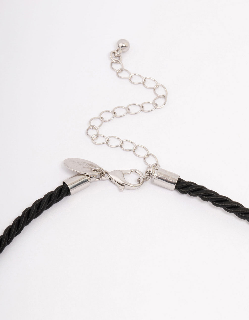 Rhodium Metal Heart Cord Necklace