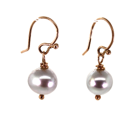 Rose & Gray Pearl Dangle Earrings