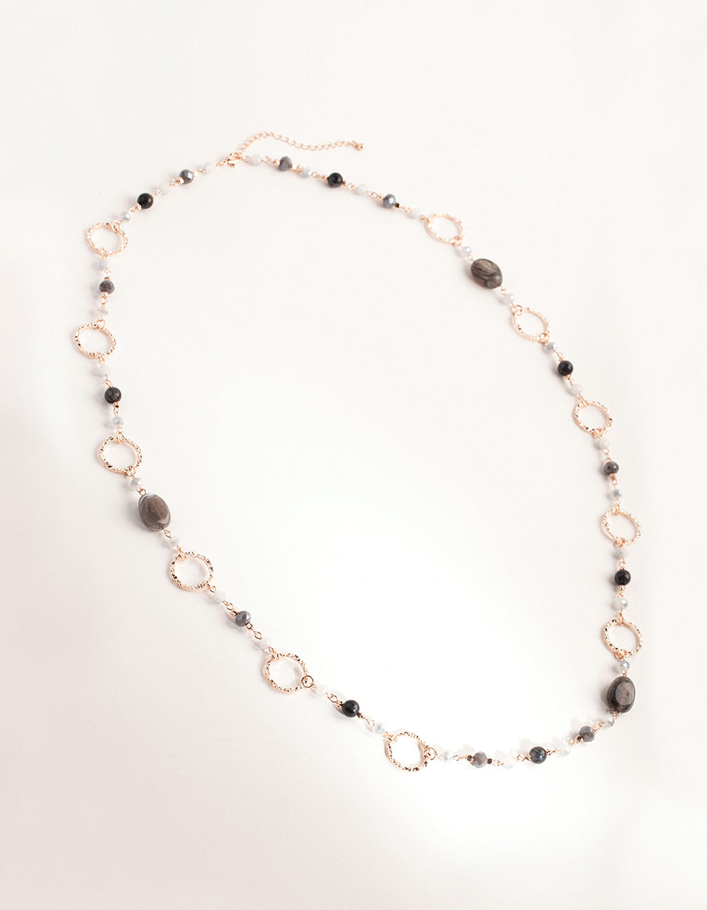 Rose Gold Crater Hoop & Bead Necklace