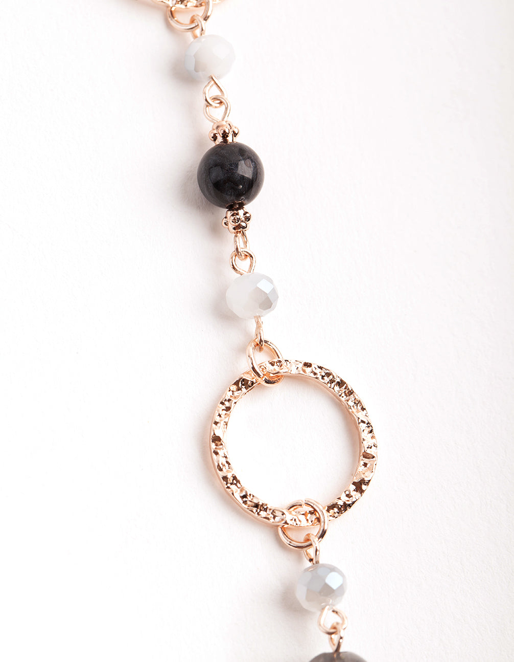 Rose Gold Crater Hoop & Bead Necklace