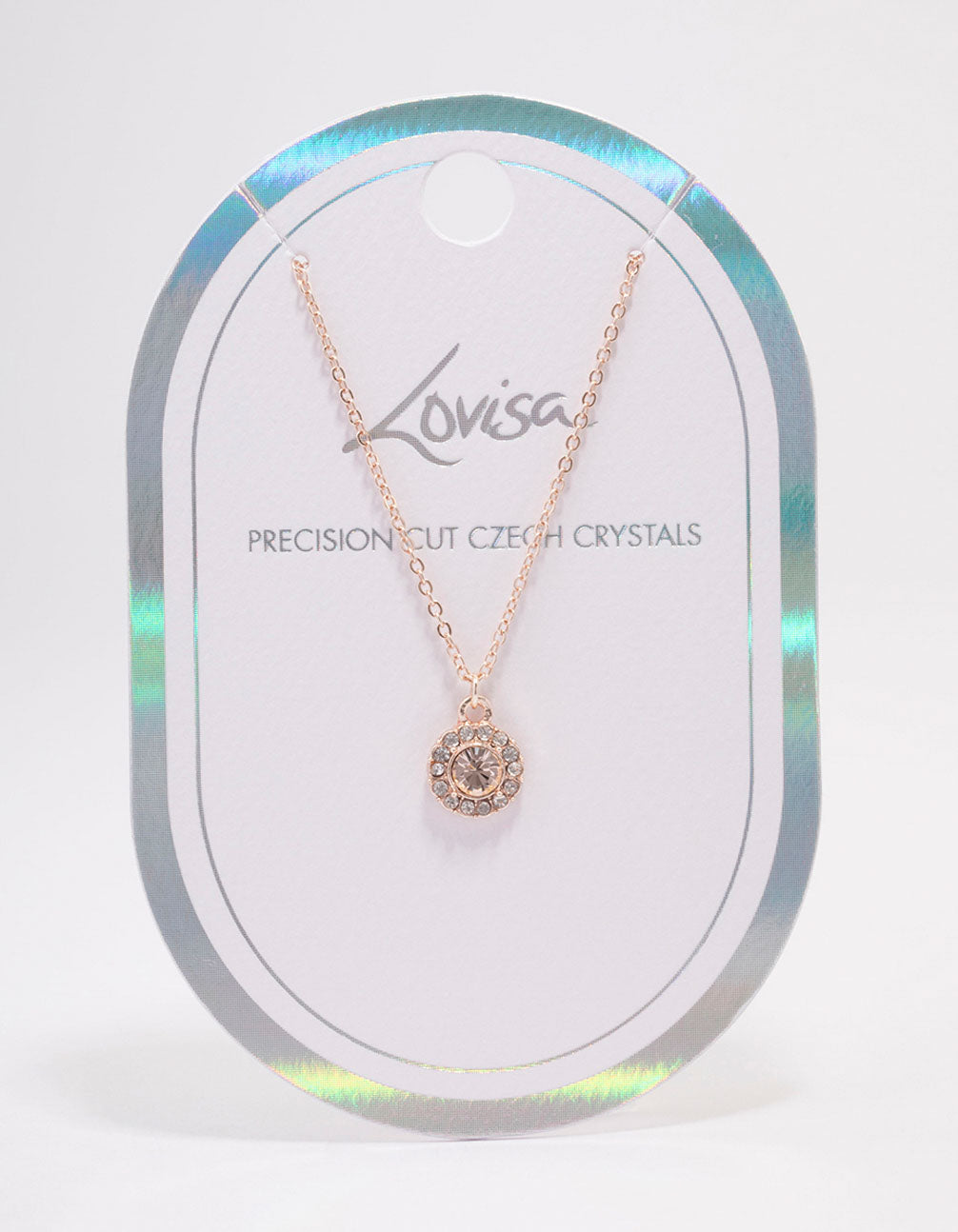 Rose Gold Crystal Halo Pendant Necklace