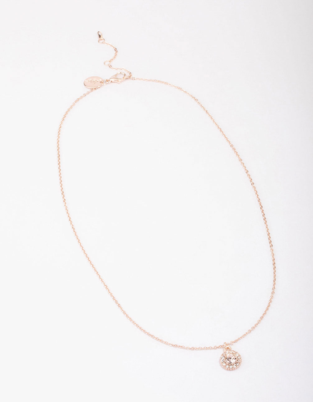 Rose Gold Crystal Halo Pendant Necklace