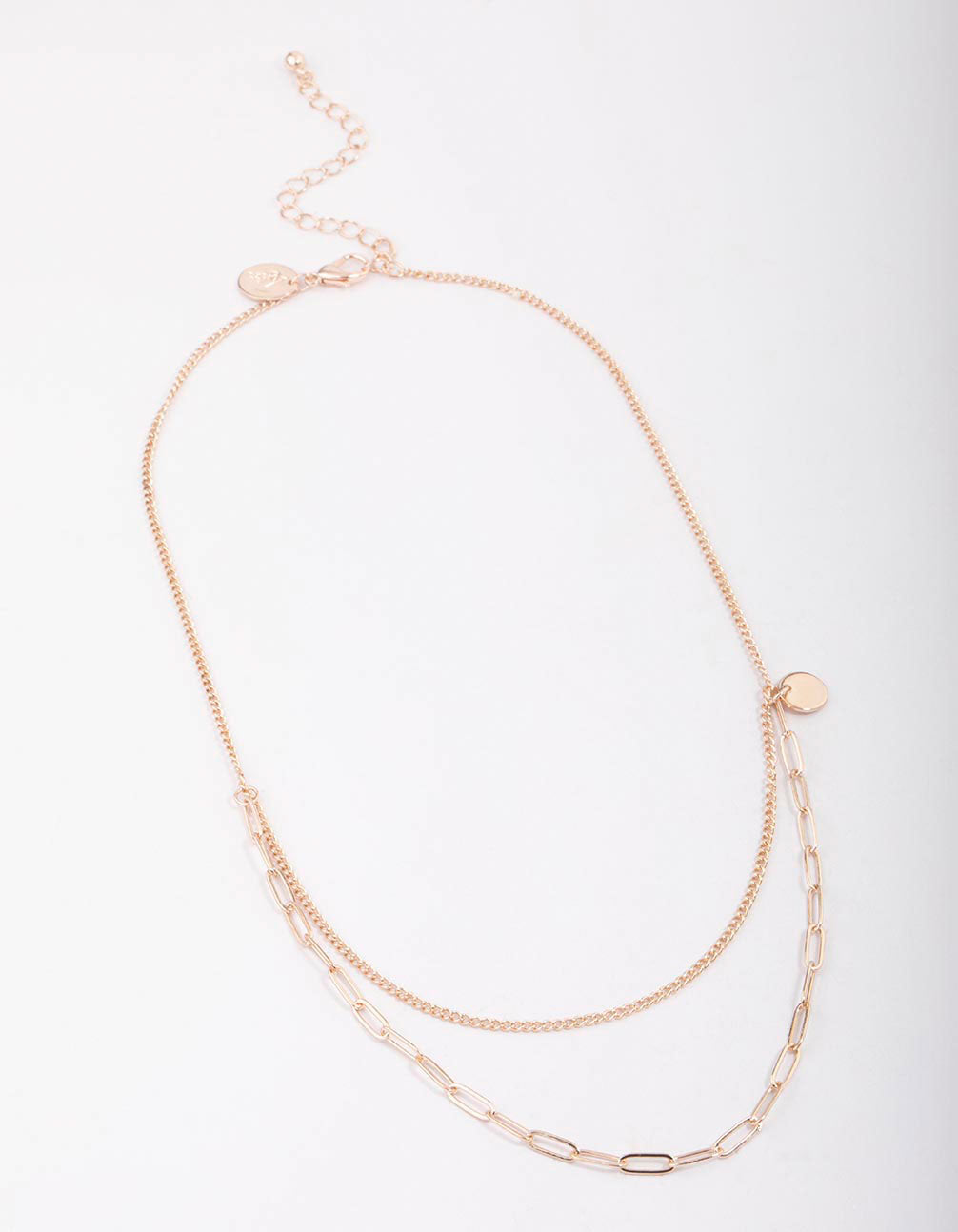 Rose Gold Curb & Cable Layered Necklace