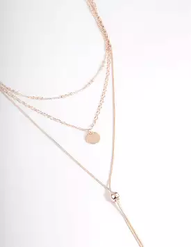 Rose Gold Mixed Metal Disc Pendant Y Necklace