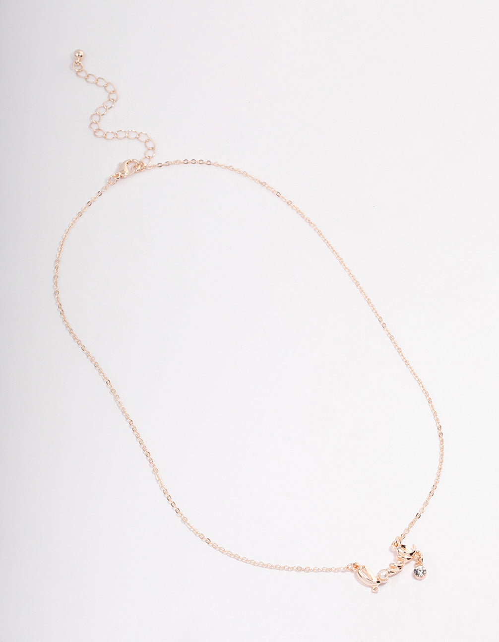 Rose Gold Pearl & Diamante Love Necklace