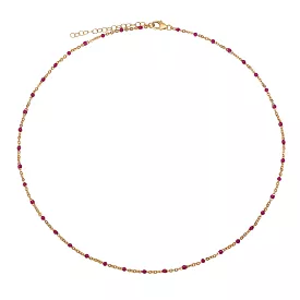 Ruby Red Enamel Bead Necklace