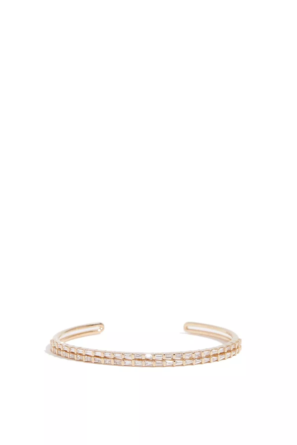 Sadie Pearl Tapered Baguette Double Row Cuff in Yellow Gold