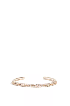 Sadie Pearl Tapered Baguette Double Row Cuff in Yellow Gold