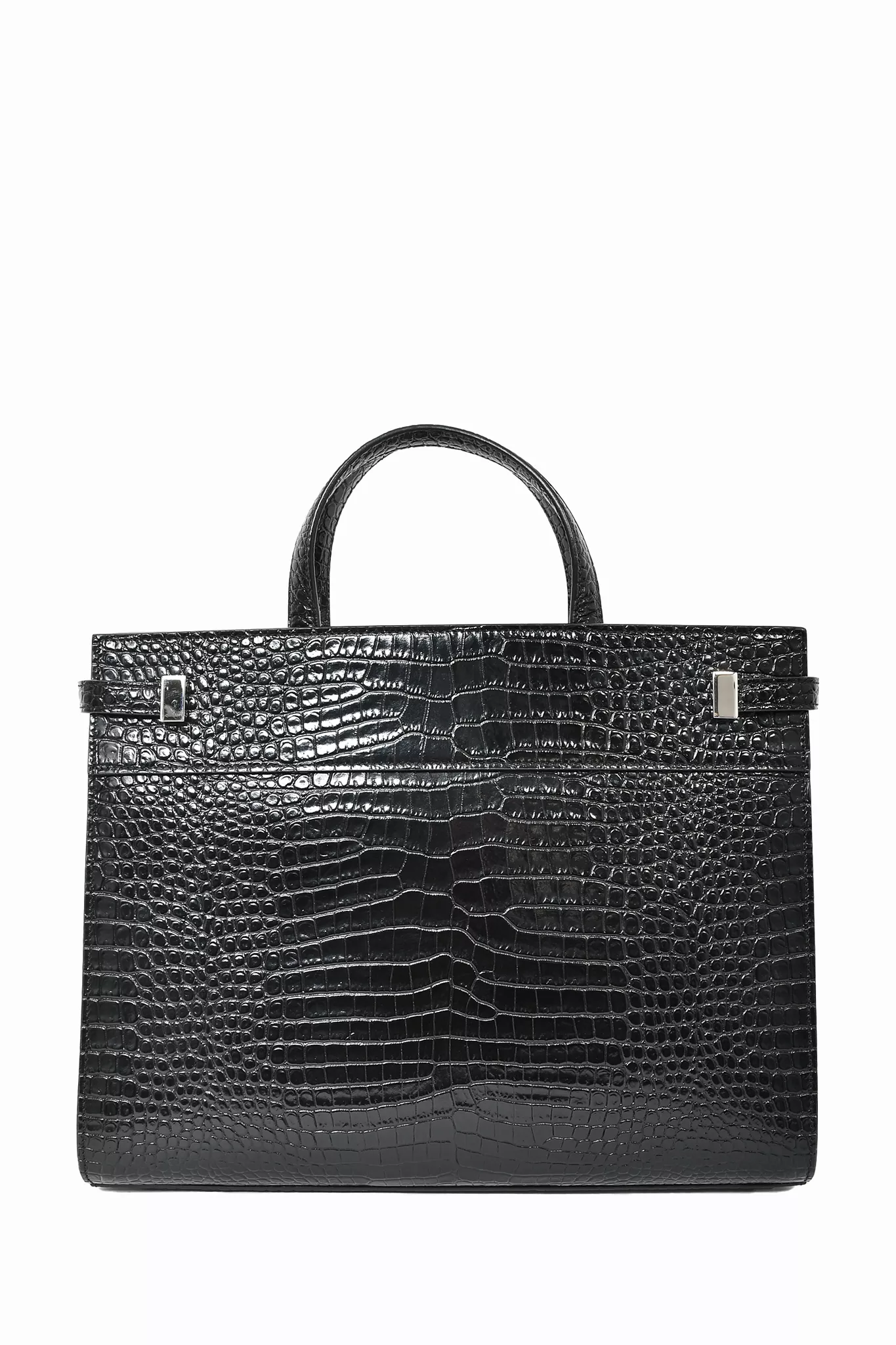 Saint Laurent Black Pebbled Leather Manhattan Top Handle Bag with Strap