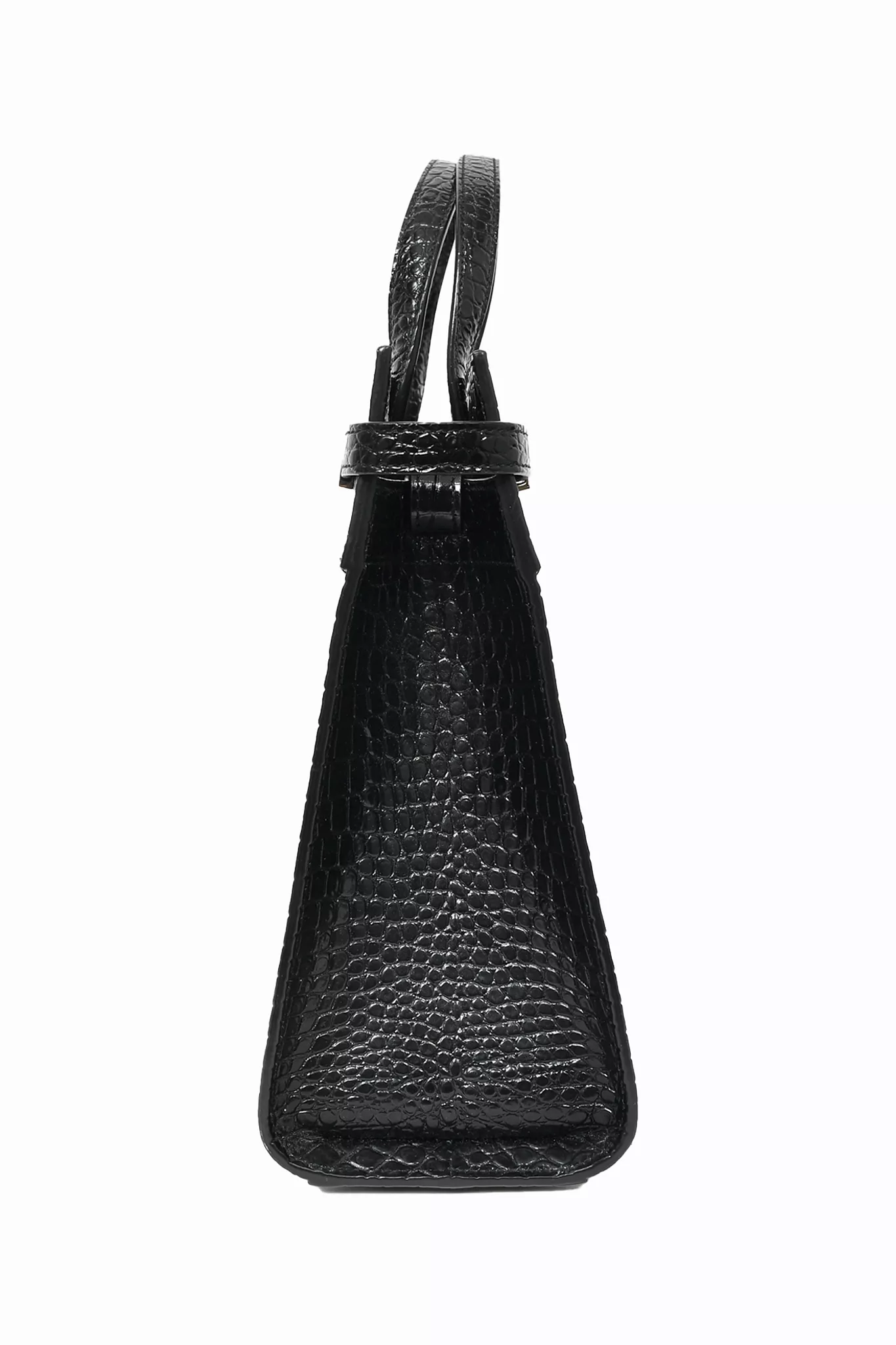 Saint Laurent Black Pebbled Leather Manhattan Top Handle Bag with Strap