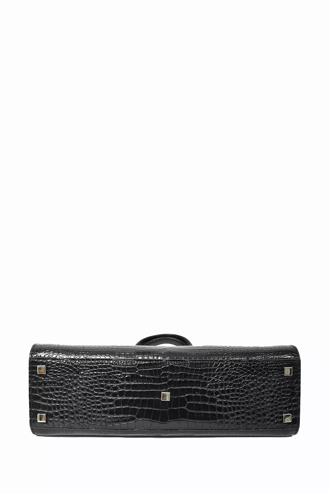 Saint Laurent Black Pebbled Leather Manhattan Top Handle Bag with Strap