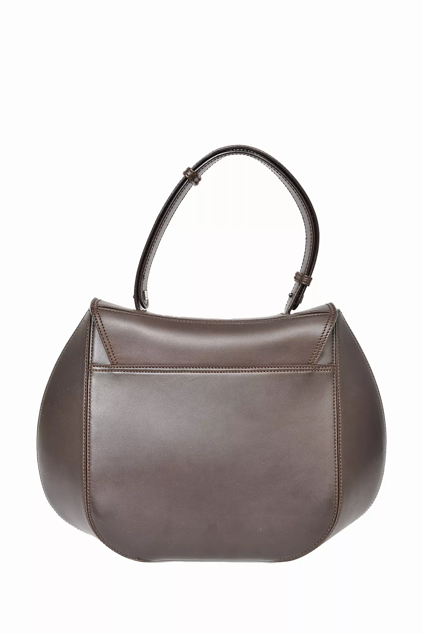 Salvatore Ferragamo Chocolate Brown Smooth Leather Top Handle Bag