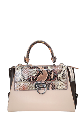 Salvatore Ferragamo Multicolor Leather/Python Medium Sofia Top Handle Bag with Strap