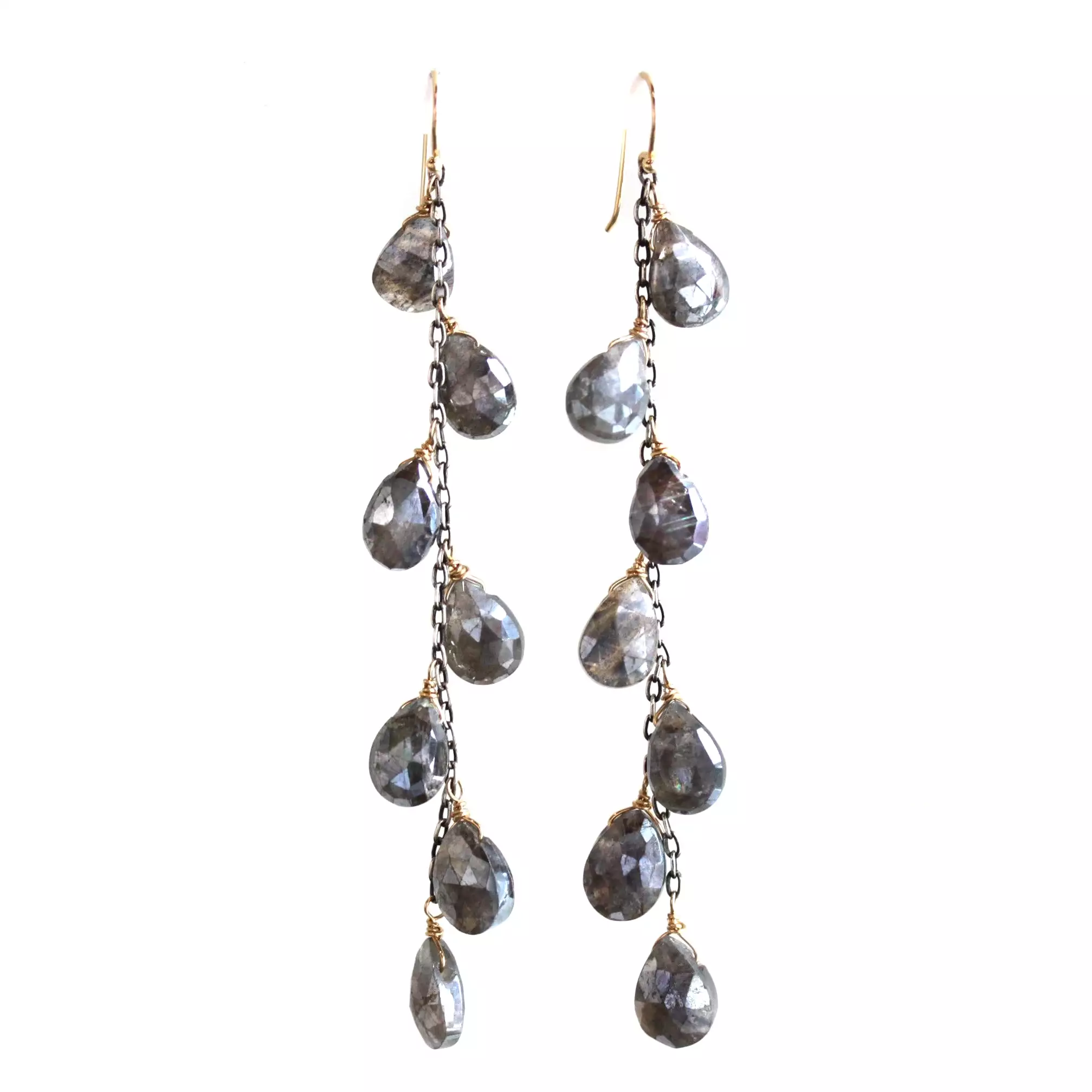 Seven Drop Mystic Labradorite Dangle Earrings