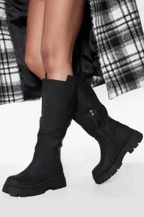 Side Tab Knee High Boots