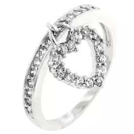 Silver and CZ Heart Charm Ring