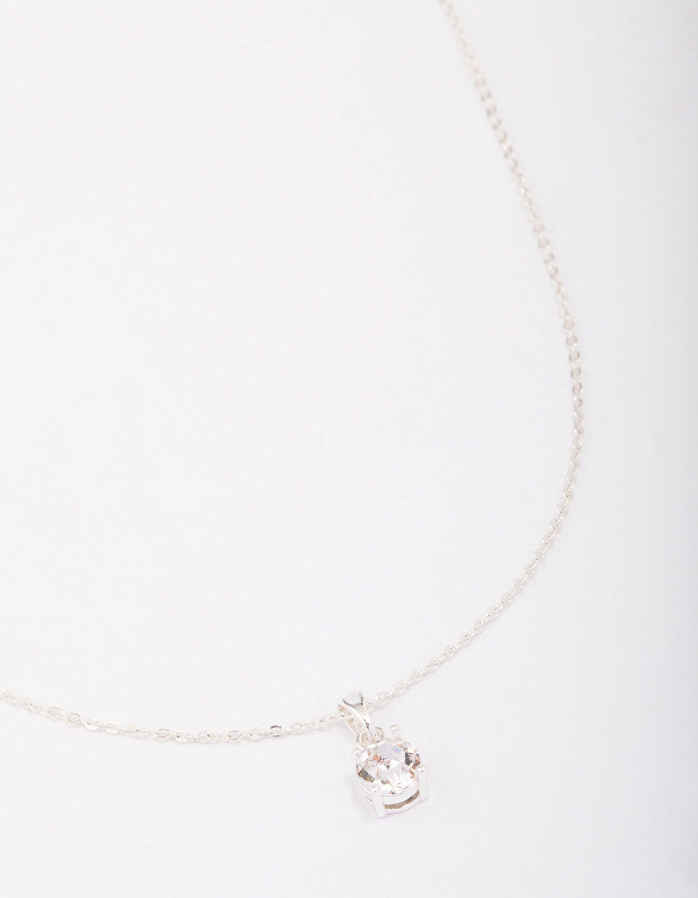 Silver Crystal Solitaire Pendant Necklace