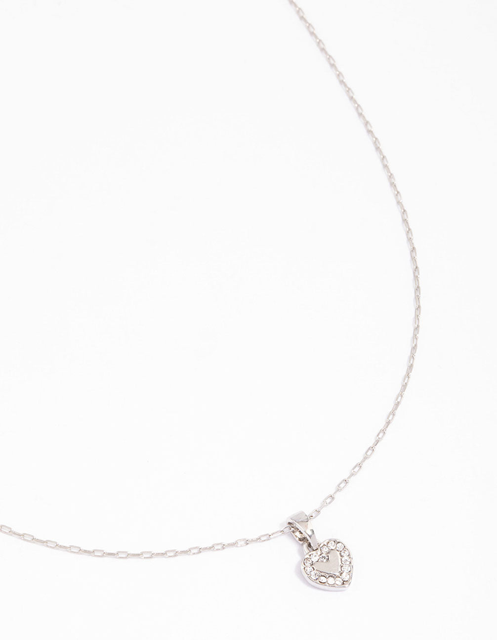 Silver Diamante Mini Heart Pendant Necklace