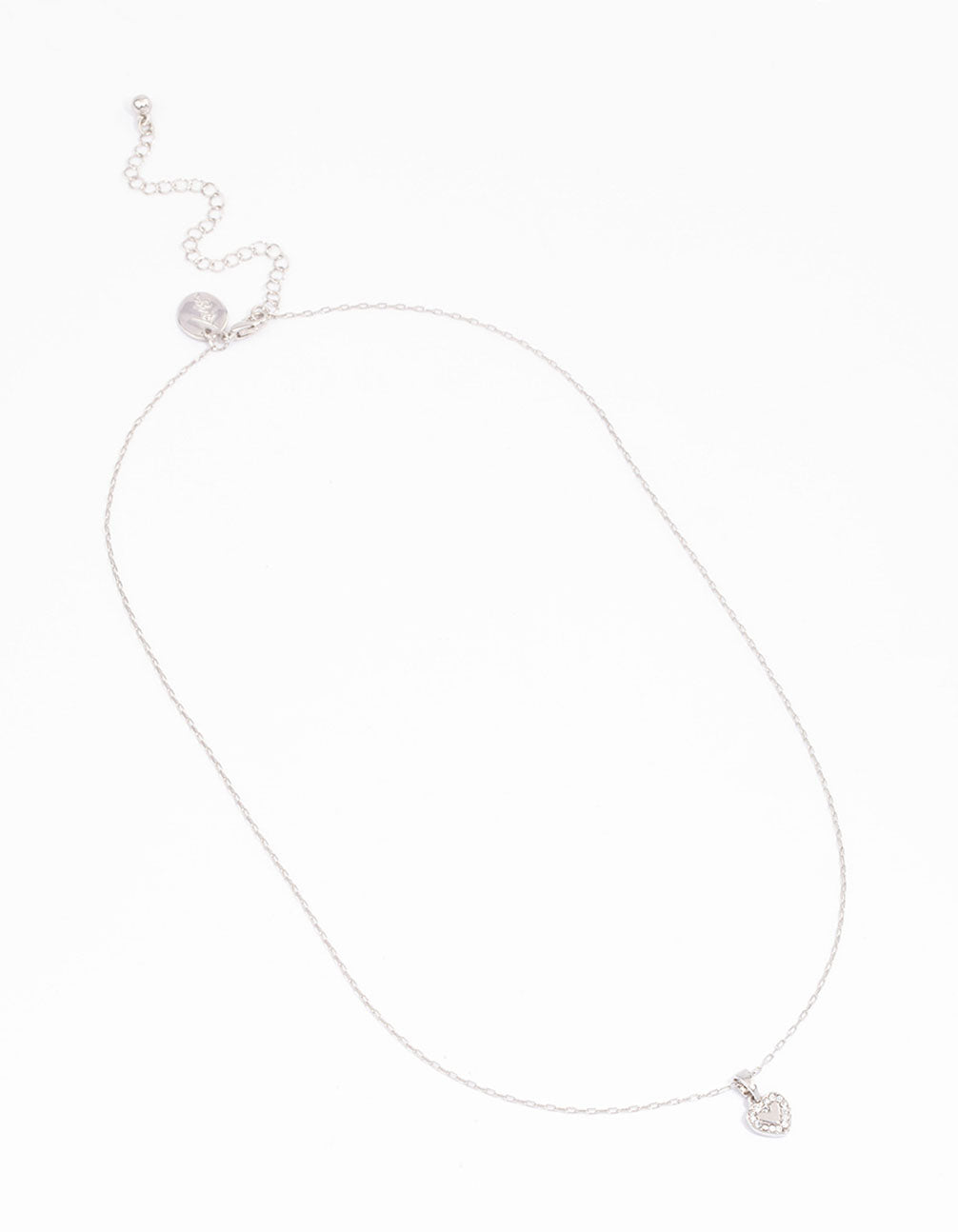 Silver Diamante Mini Heart Pendant Necklace