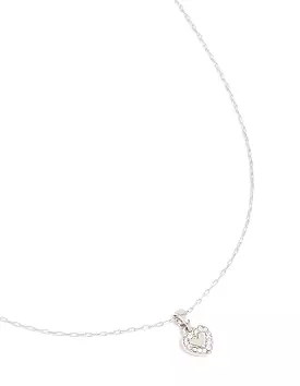 Silver Diamante Mini Heart Pendant Necklace