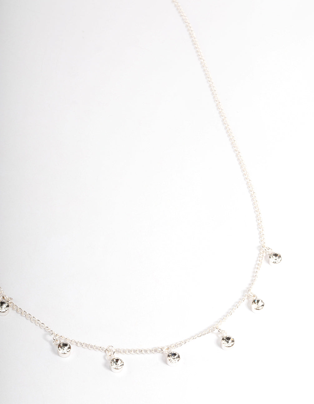 Silver Diamante Stone Droplet Necklace