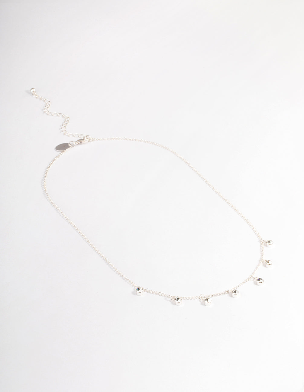 Silver Diamante Stone Droplet Necklace