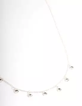 Silver Diamante Stone Droplet Necklace