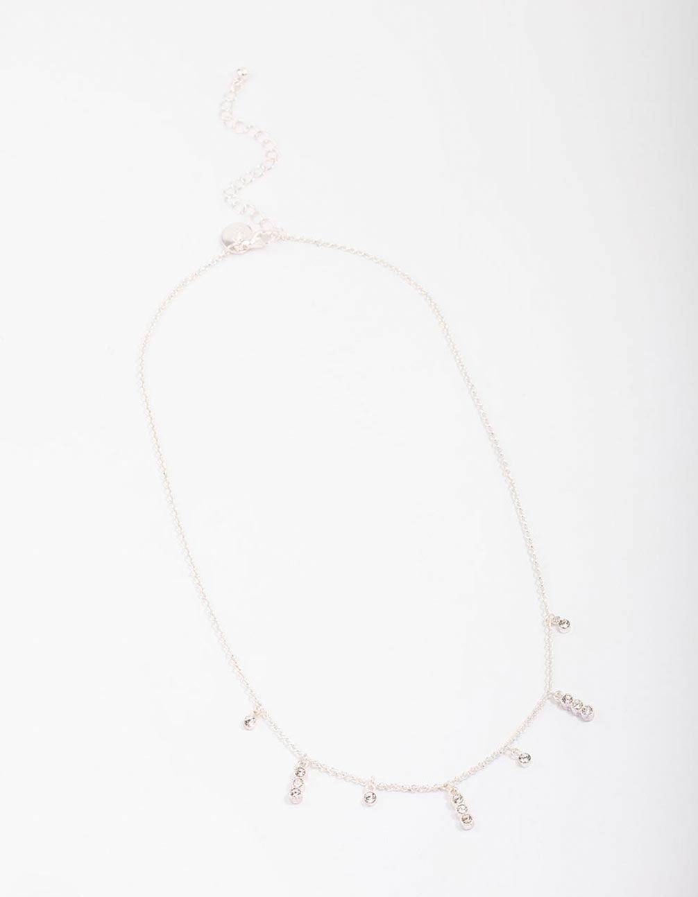 Silver Graduating Diamante Chain Necklace