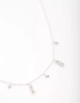 Silver Graduating Diamante Chain Necklace