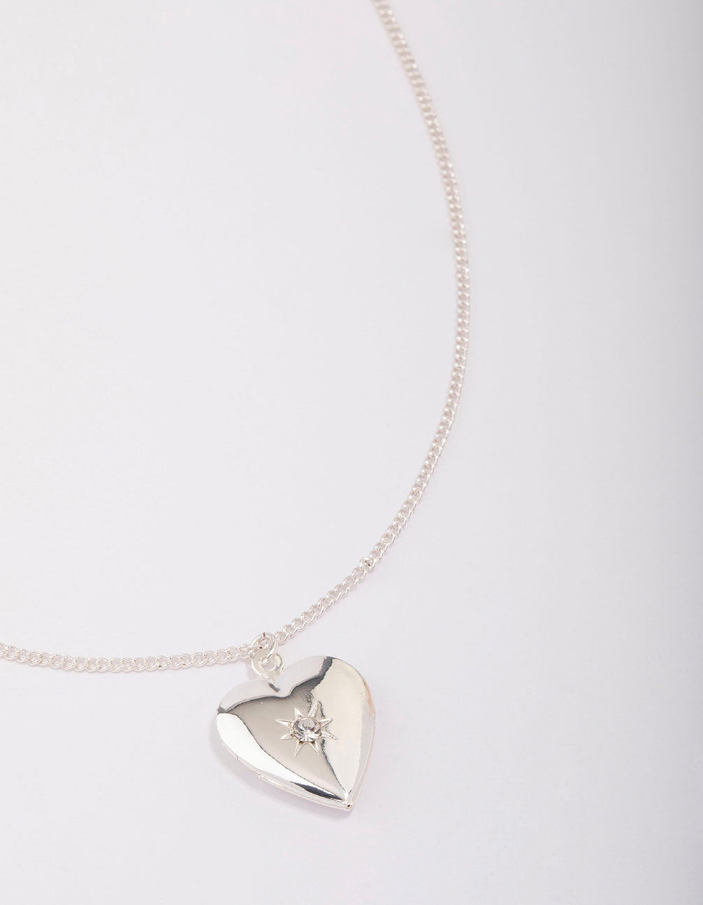 Silver Heart Locket Pendant Necklace