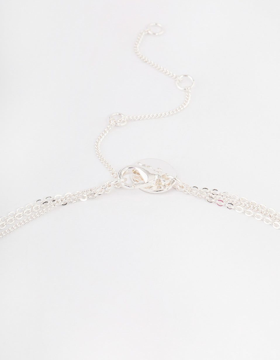 Silver Plated Dainty Rectangle Layered Necklace