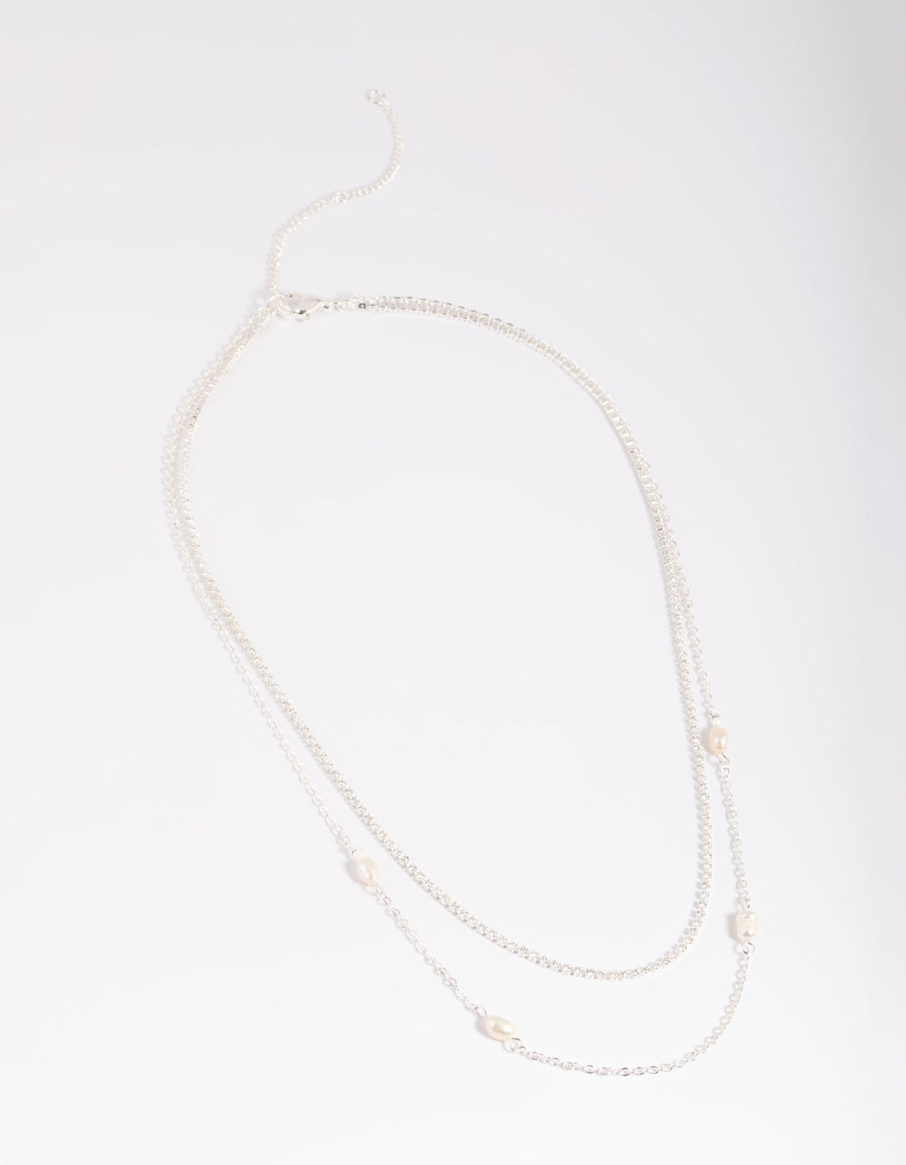 Silver Plated Pearl Layered Necklace