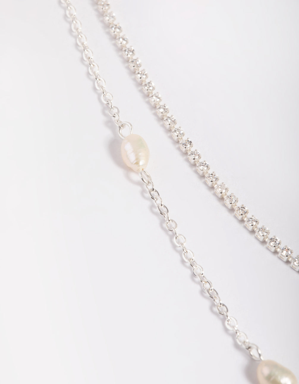 Silver Plated Pearl Layered Necklace