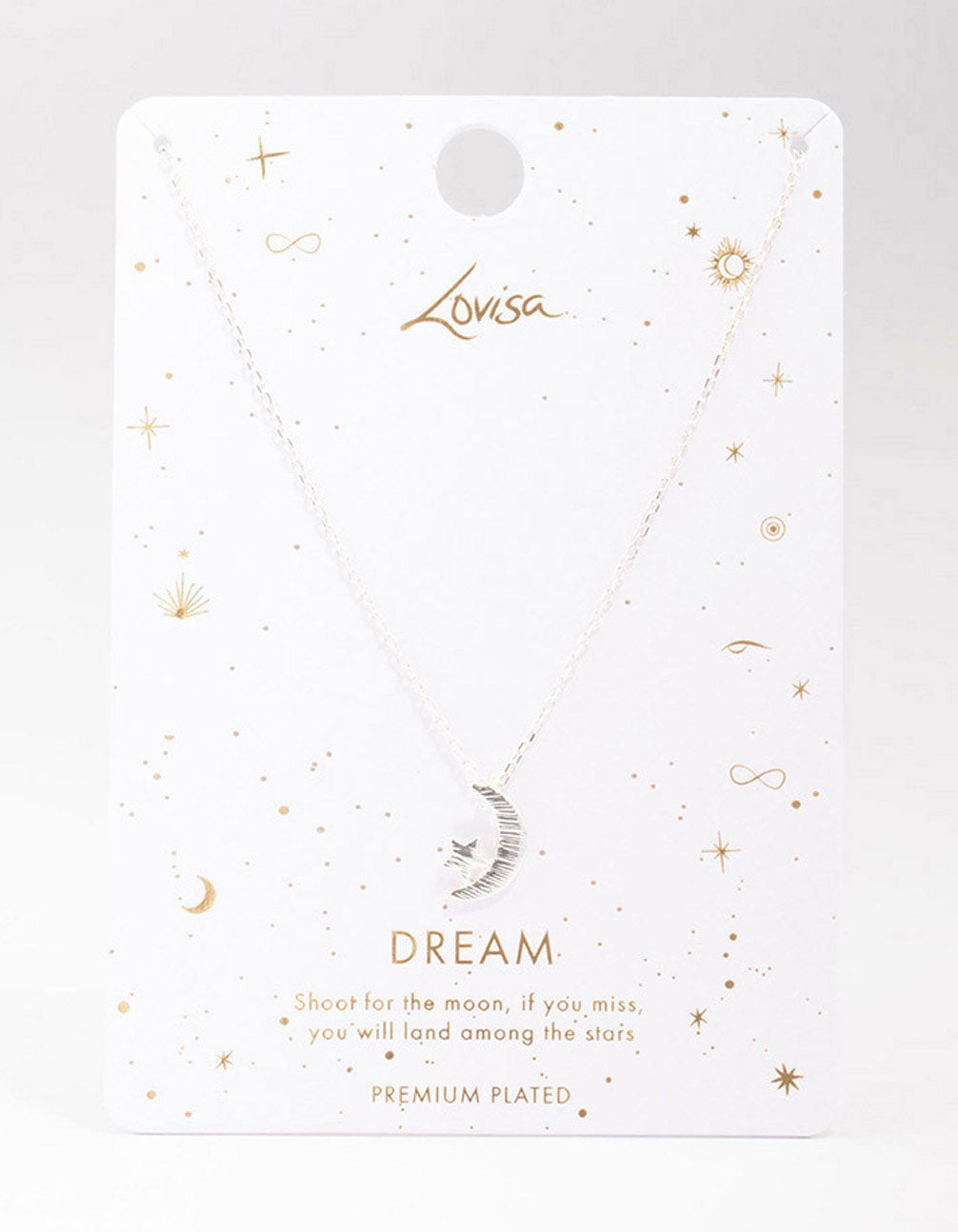 Silver Plated Star & Moon Pendant Necklace