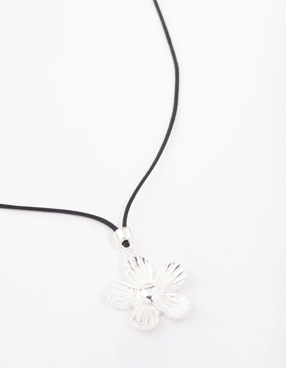 Silver Sunray Flower Rope Necklace