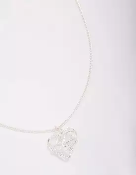 Silver Wrapped Heart Pendant Necklace