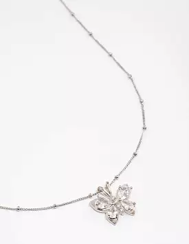 Stainless Steel Cubic Zirconia Butterfly Necklace