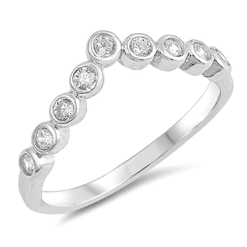 Sterling Silver and CZ V Shaped Ring