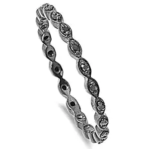 Sterling Silver Black CZ Oval Eternity Ring