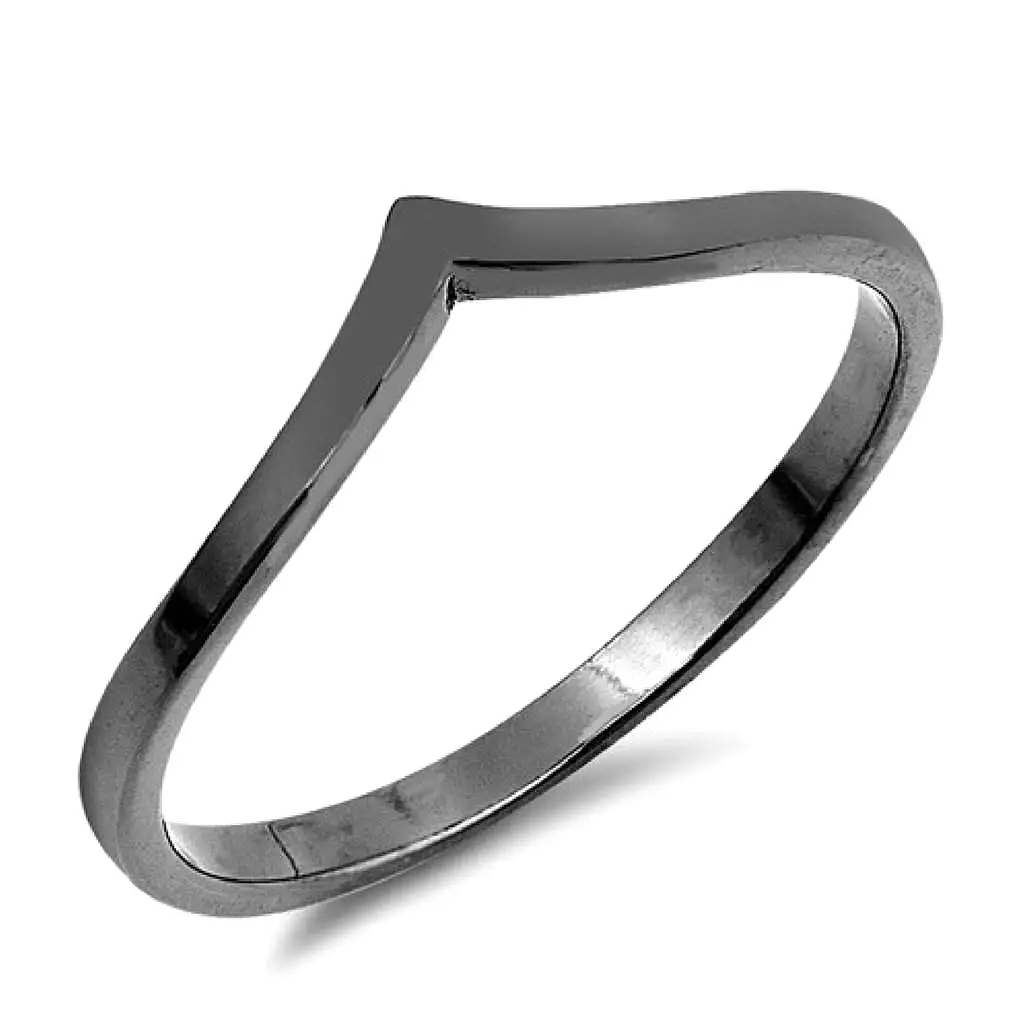 Sterling Silver Black Rhodium V Ring