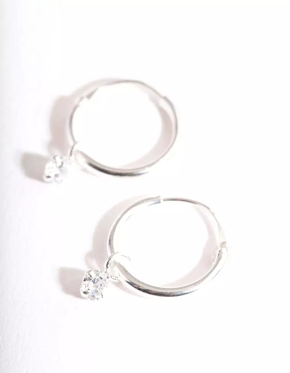 Sterling Silver Diamante Dangle Hoop Earrings