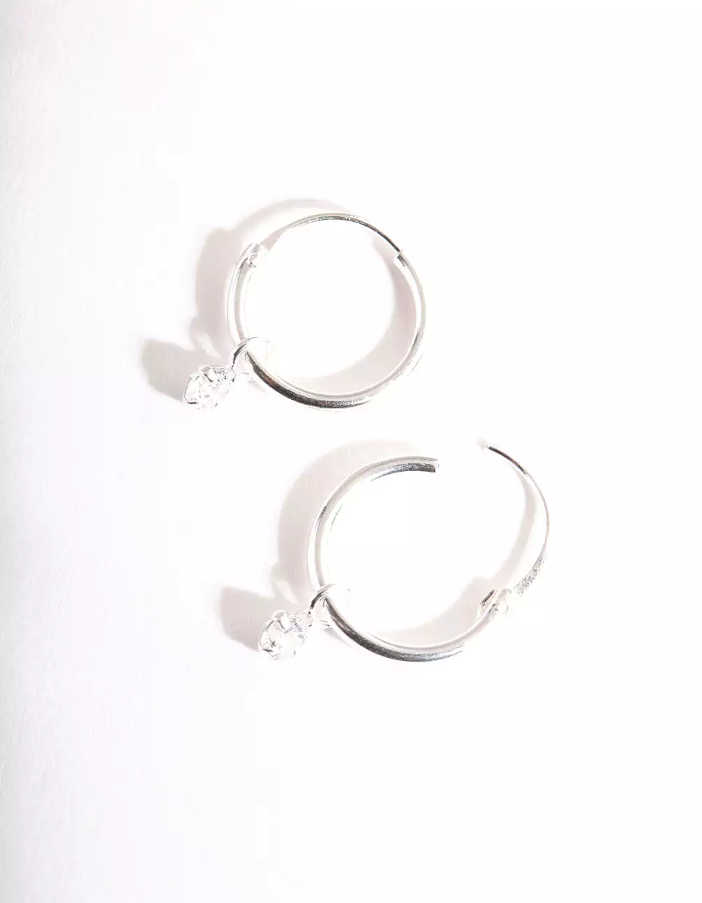 Sterling Silver Diamante Dangle Hoop Earrings