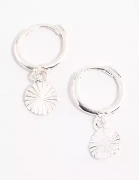 Sterling Silver Etched Huggie Hoop Earrings