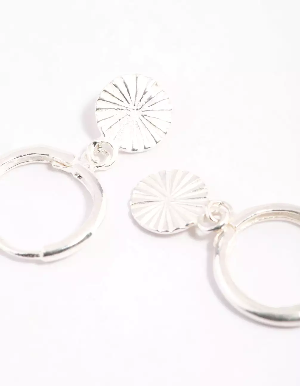 Sterling Silver Etched Huggie Hoop Earrings