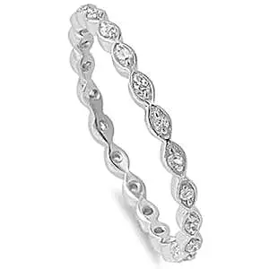 Sterling Silver Oval CZ Stackable Ring