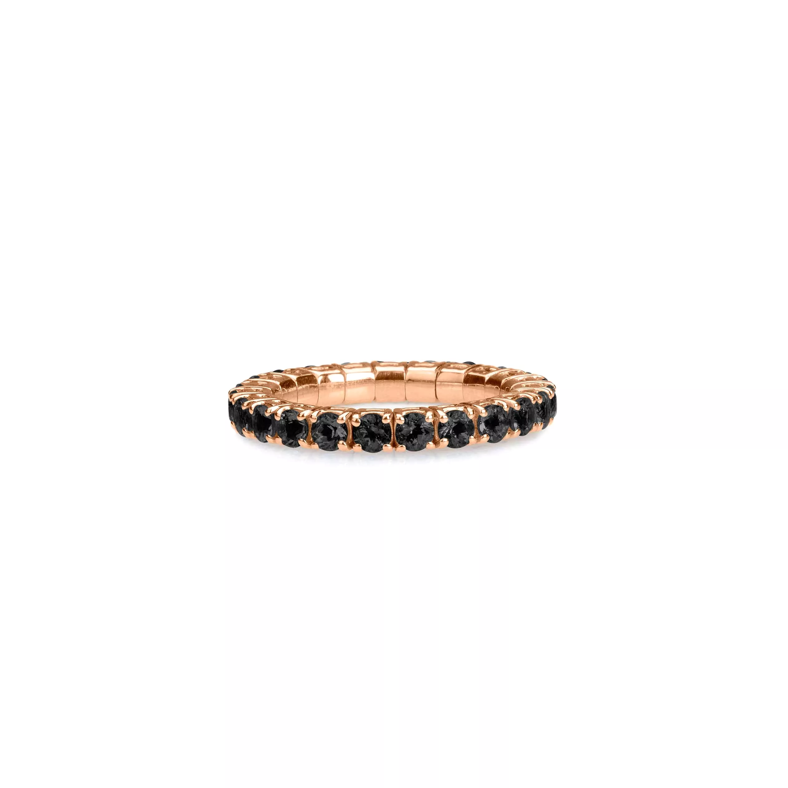 Stretch & Stack Round Black Diamond Eternity Rings, .6-3.0 carats