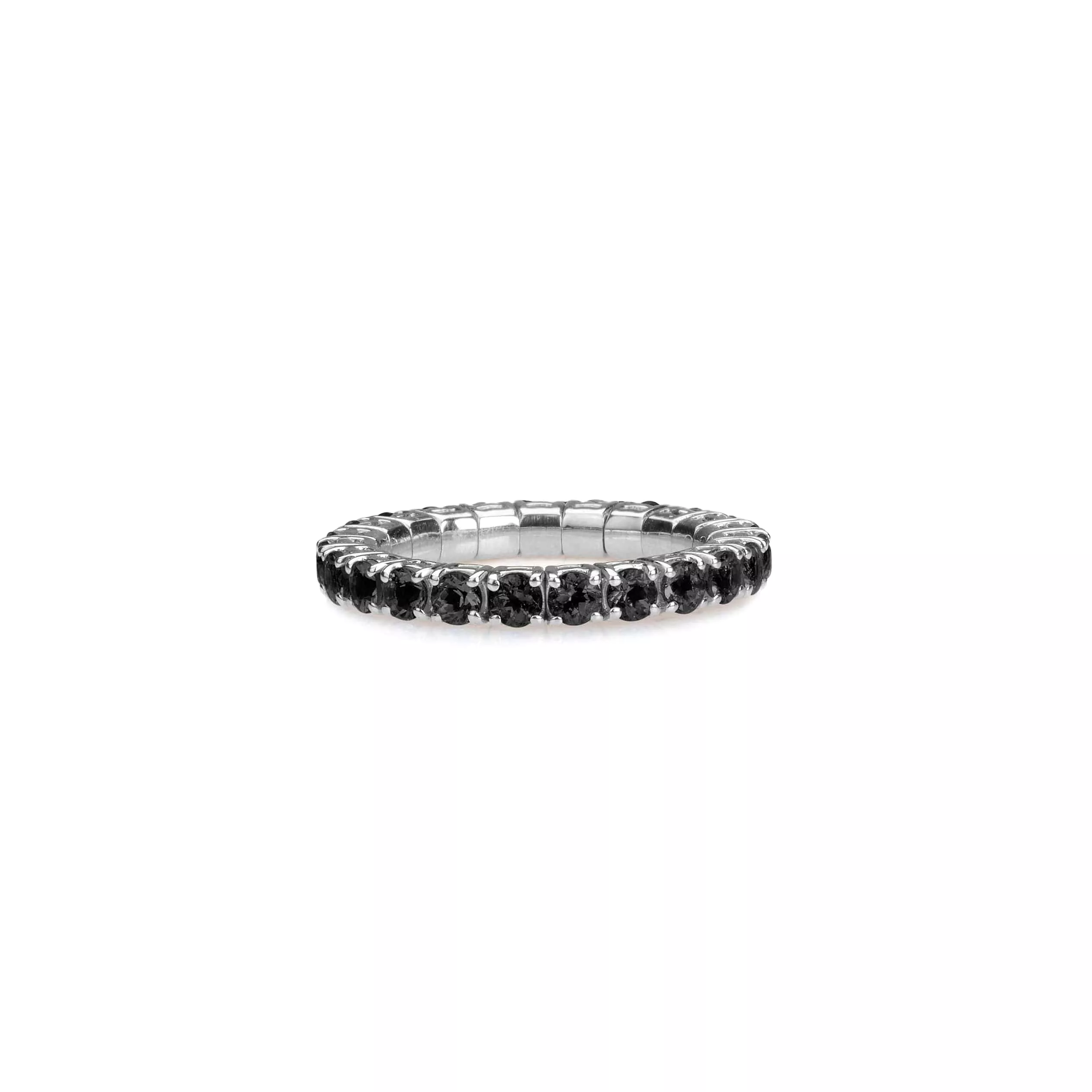 Stretch & Stack Round Black Diamond Eternity Rings, .6-3.0 carats